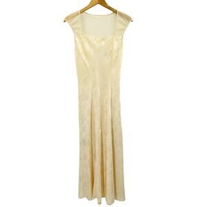 Vintage Victoria's Secret Gold Label Cream Lace Satin Slip Maxi Dress